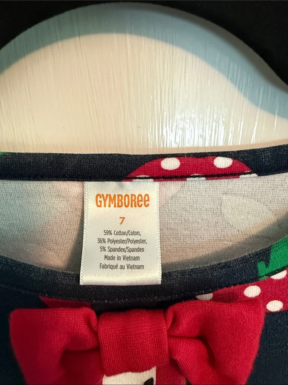Gymboree Back to School Navy Dress with Red Apple Print and Red Bow